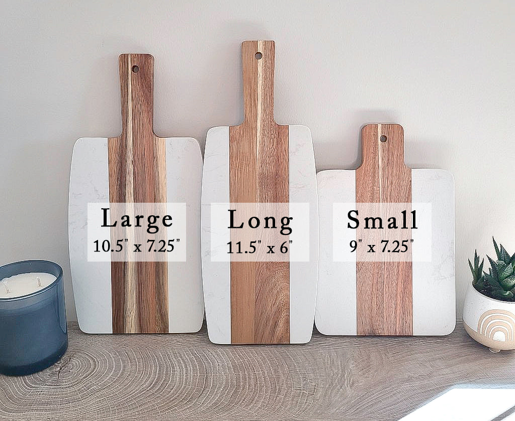 Custom Marble Acacia Cheese Board with GPS coordinates. Charcuterie Board - Dragon Forged Studios