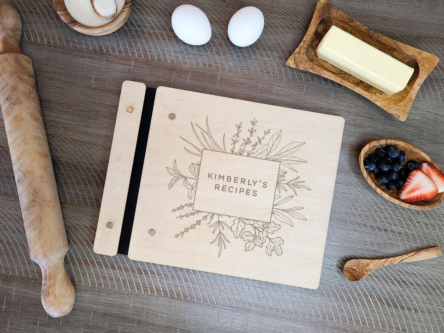 Personalized Recipe Book For Special Cook with Custom Name and Herbs Design