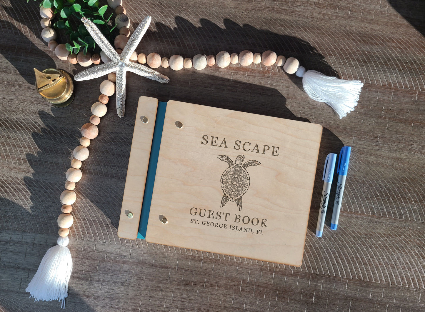Guest Book for Beach House Turtle Design Tropical Rental Home Logbook