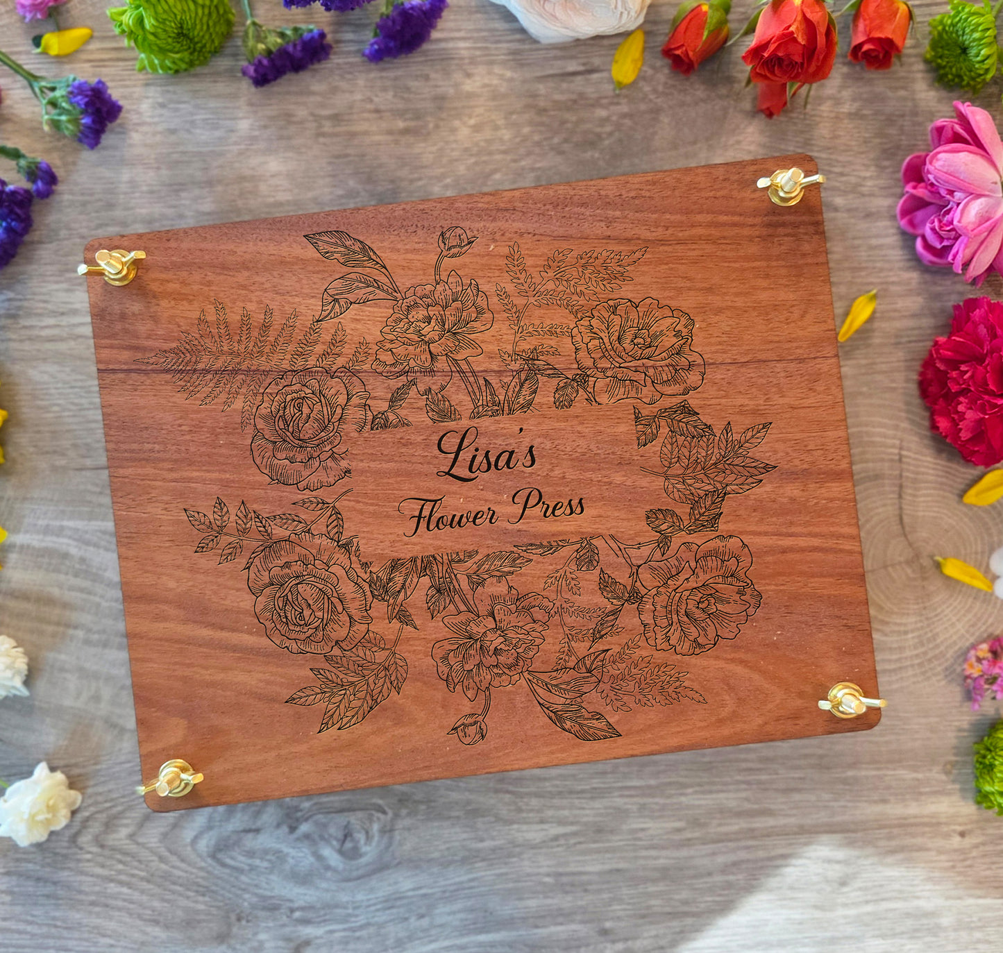 Flower Press, Custom Engraved. Personalized Wooden Botanical Press Kit. Nature Lover Present. Christmas Gift for Her. Herbarium Plant Dryer