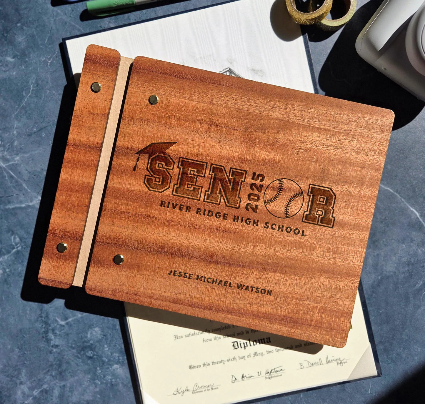 High School Sports Graduation Party Guest Book - Class of 2025 - Football Basketball Baseball Soccer Guestbook - Graduate Photo Album