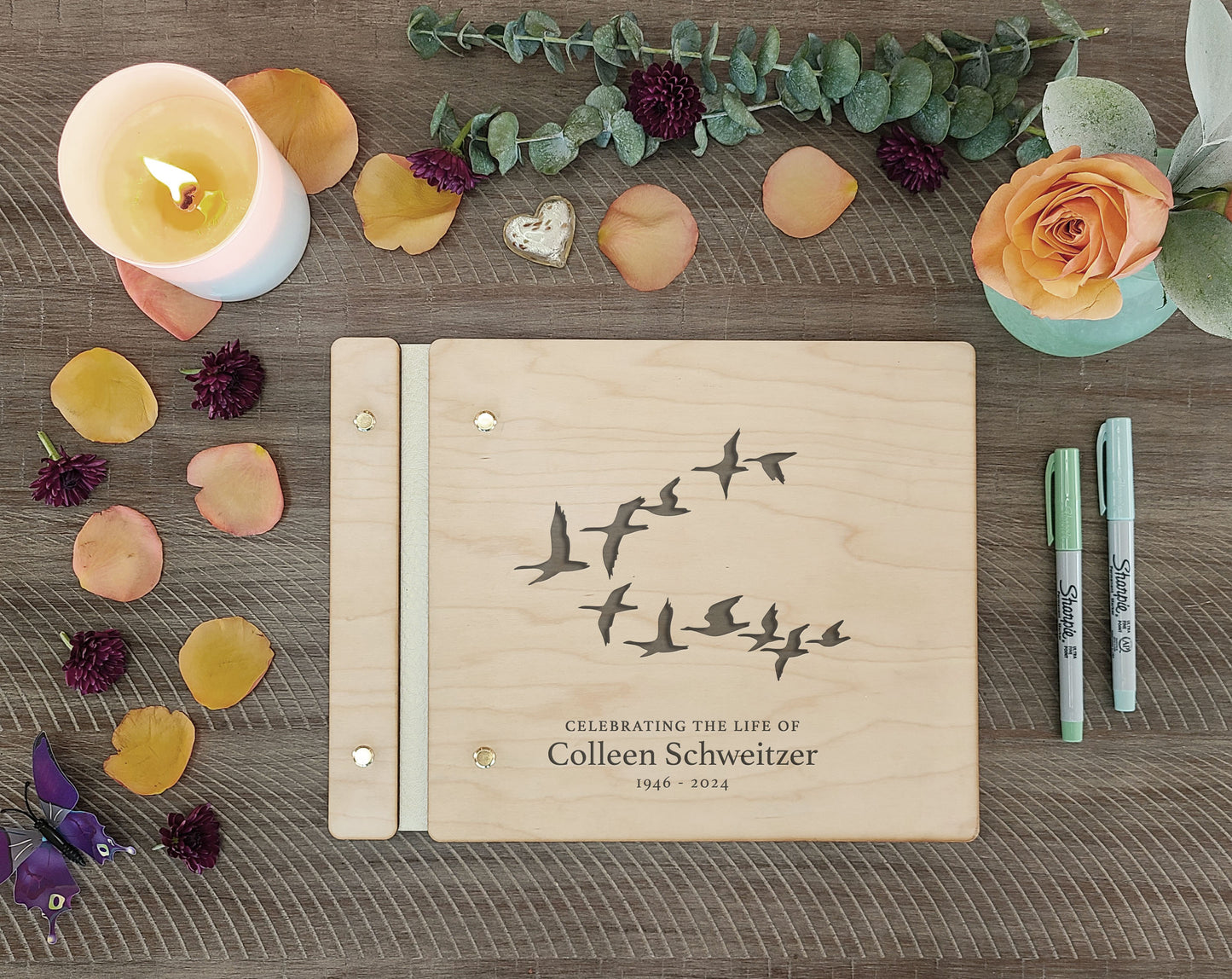 Flock of Birds Memorial Book, Celebrating the Life Of Funeral Guest Book