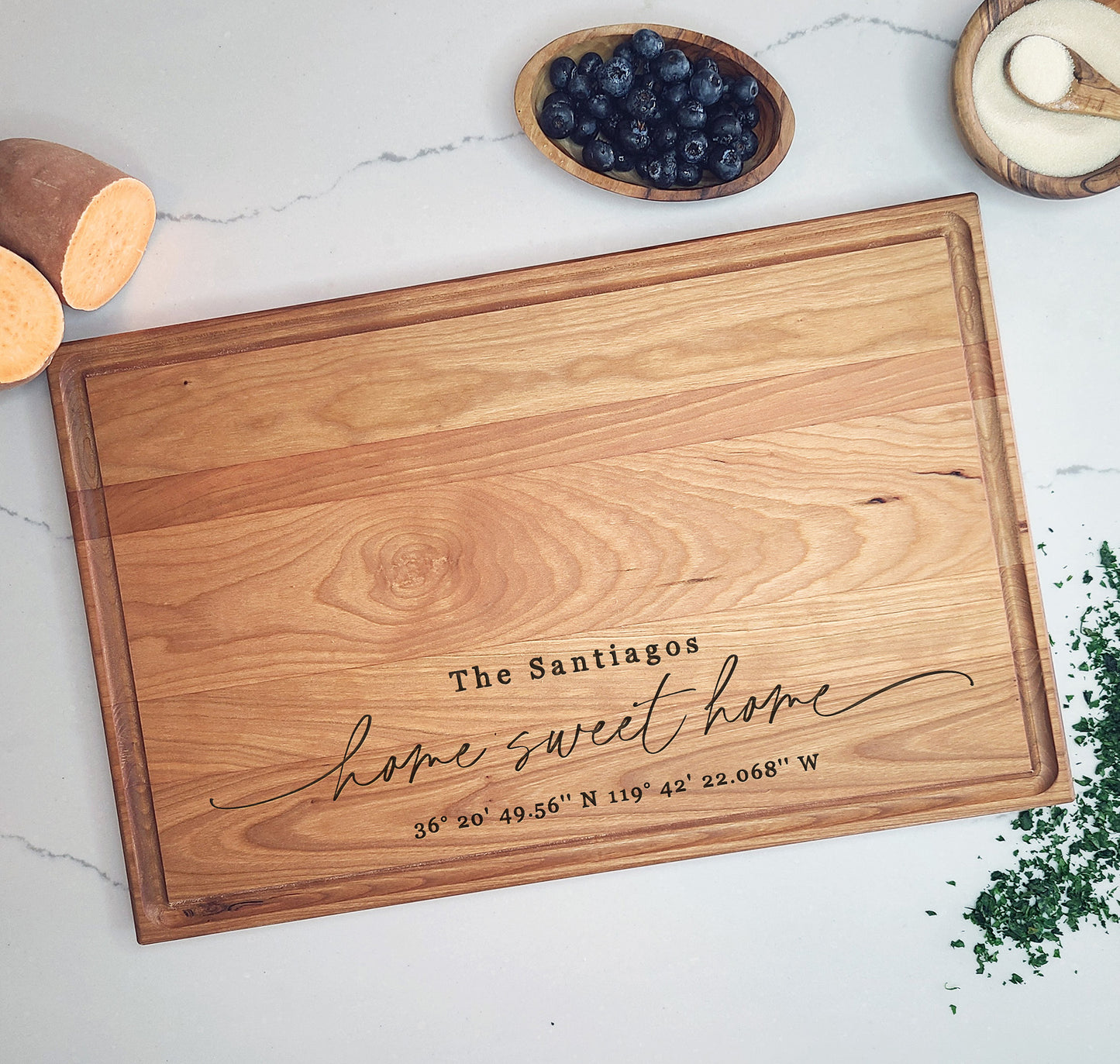Home Swet Home Custom Cutting Board - Realtor New Home Closing Gift with GPS Coordinates, Realtor Closing Gift - Dragon Forged Studios