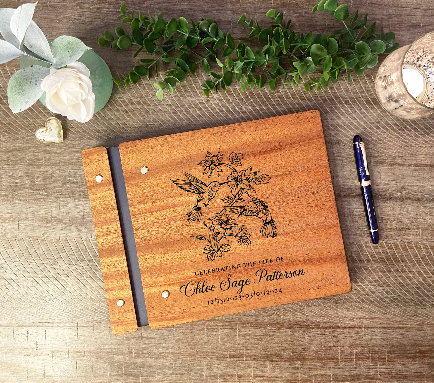 Hummingbird Memorial Book, Celebrating the Life Funeral Book