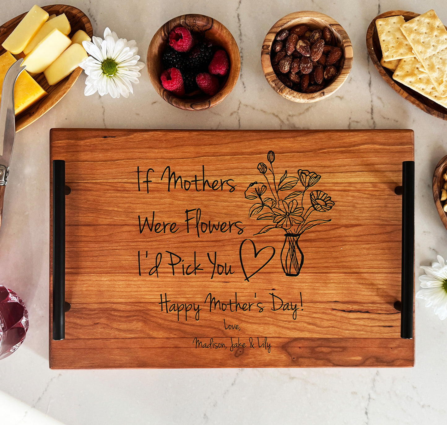 Personalized Mother's Day Breakfast Serving Tray. Birthday Gift for Mom. Mom's Day Gift. Custom Engraved Gift for Mom.