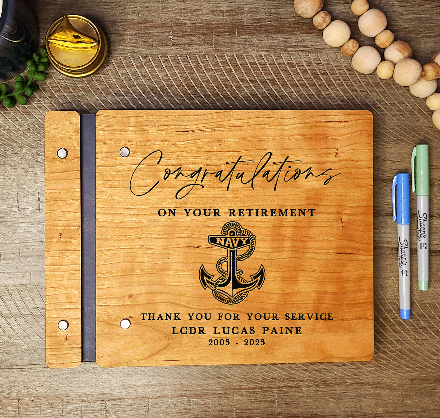 Military Retirement Guest book, Custom Retirement Gift for Army, Air Force, Navy, Marine Retiree. Congratulations Retirement Book