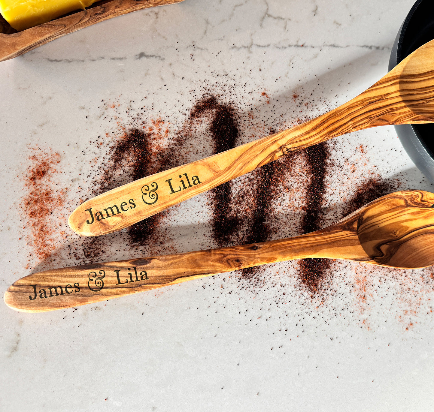 Personalized Olive Wood Salad Server Set - Custom Engraved Rustic Salad Server Set - New Home Kitchen - Anniversary Wedding Gift for Couple