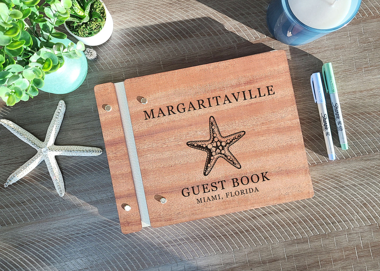 Guest Book for Beach House Starfish Design, Tropical Home AirBnB