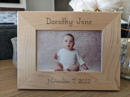 Custom Personalized Photo Frame, Custom Engraved Wood Picture Frame,  Custom Wedding Frame, Newlywed Gift, Custom Baby Gift