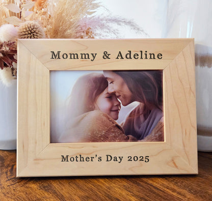Mother's Day Custom Personalized Photo Frame, Mom Children - Engraved Wood Picture Frame with Nana, Grandma Grandchildren-  Mothers Day Gift