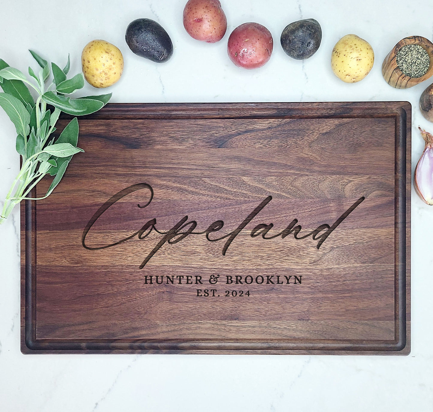 Family Name Personalized Cutting Board, Copeland - Dragon Forged Studios