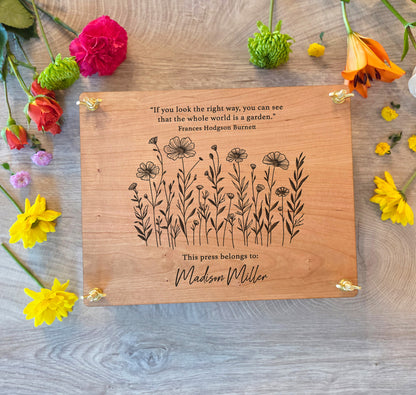 Custom Engraved Wooden Flower Press Kit, Personalized Botanical Press, Nature Lover Gift, Wedding Bouquet Keepsake. Herbarium Plant Dryer