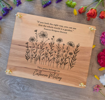 Custom Engraved Wooden Flower Press Kit, Personalized Botanical Press, Nature Lover Gift, Wedding Bouquet Keepsake. Herbarium Plant Dryer