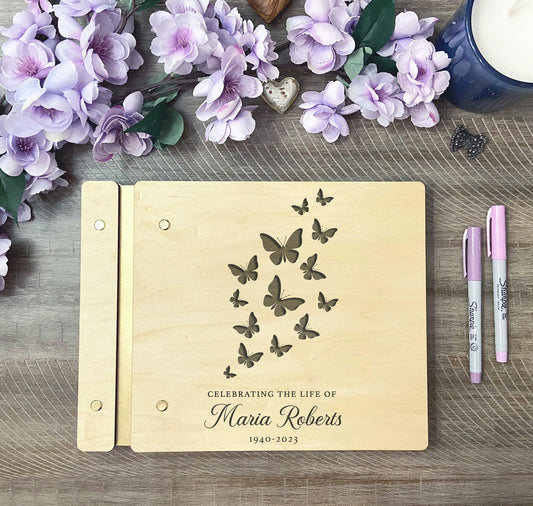 Butterfly Memorial Book, Celebrating the Life Of - Dragon Forged Studios