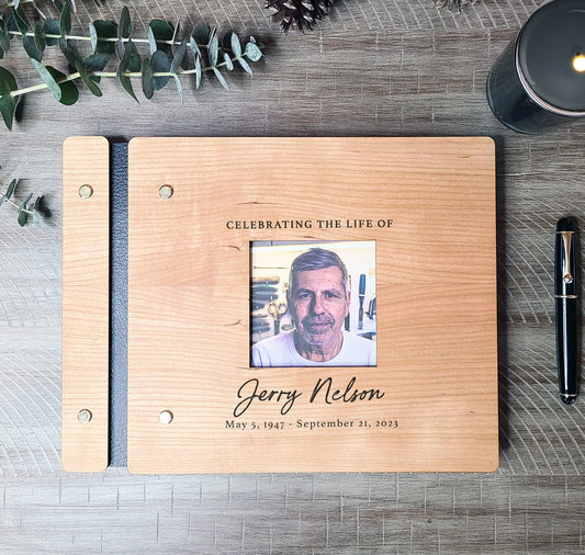 Celebrating the Life of Memorial Book With Photo - Dragon Forged Studios