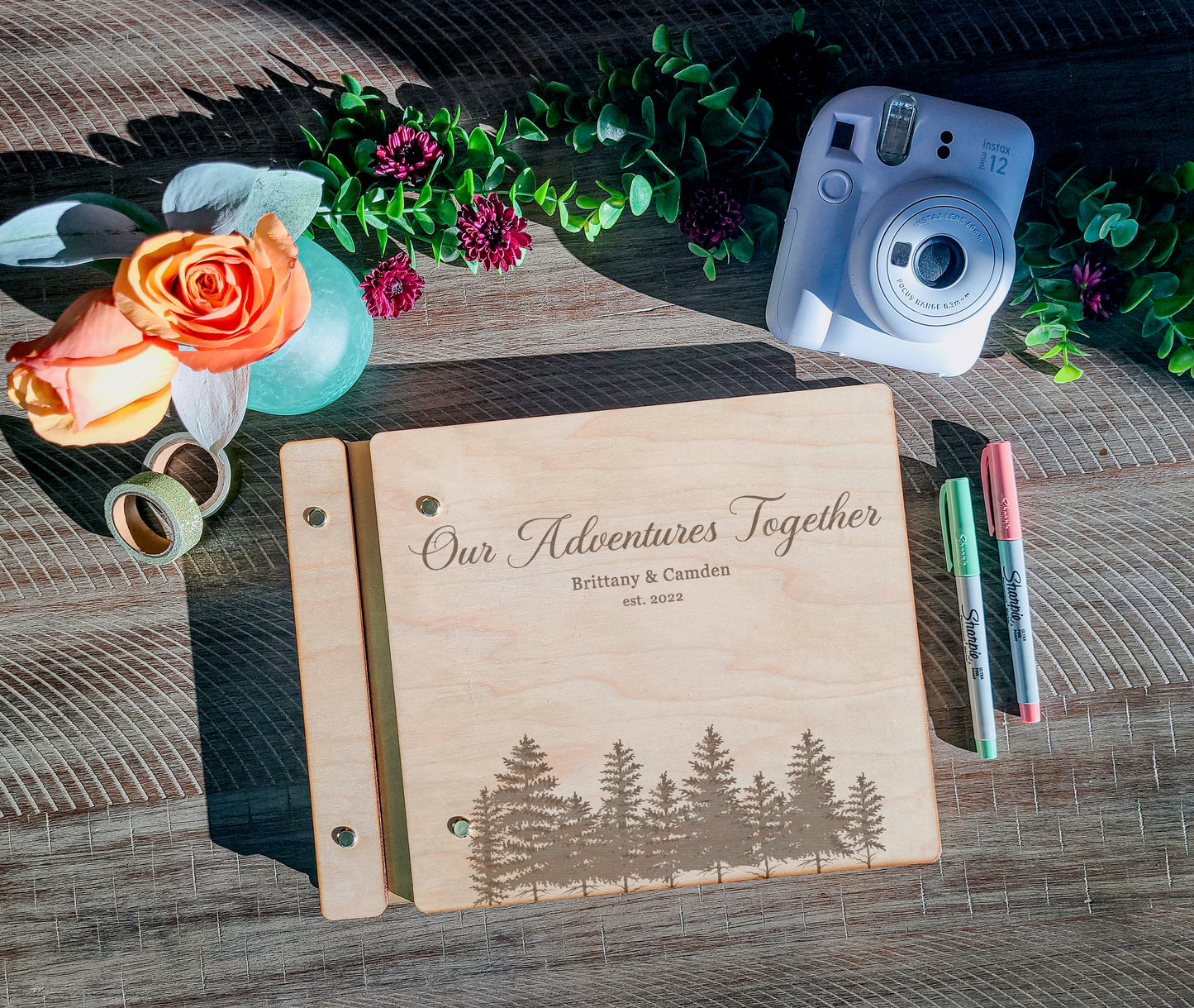 Our Adventures Travel Book with Forest Theme, Travel Journal