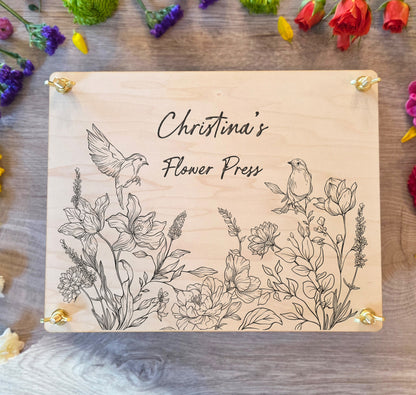 Personalized Flower Press Kit. Custom Engraved Wooden Botanical Press, Nature Lover Gift, Herbarium Keepsake Gift.