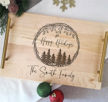Personalized Cookie Tray for Families - Family Christmas Tray - Custom Family Name Gift - Engraved Holiday Serving Platter - Dragon Forged Studios
