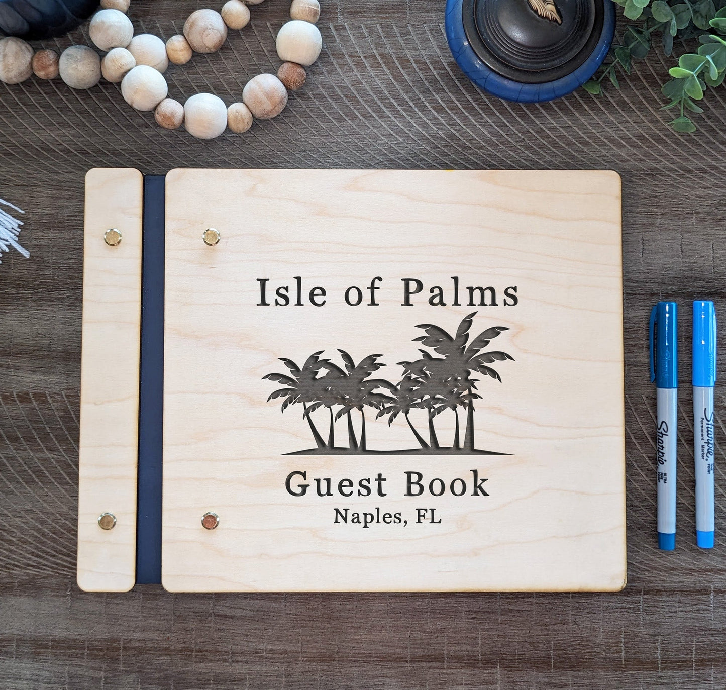 Guest Book for Beach House With Palm Trees - Dragon Forged Studios