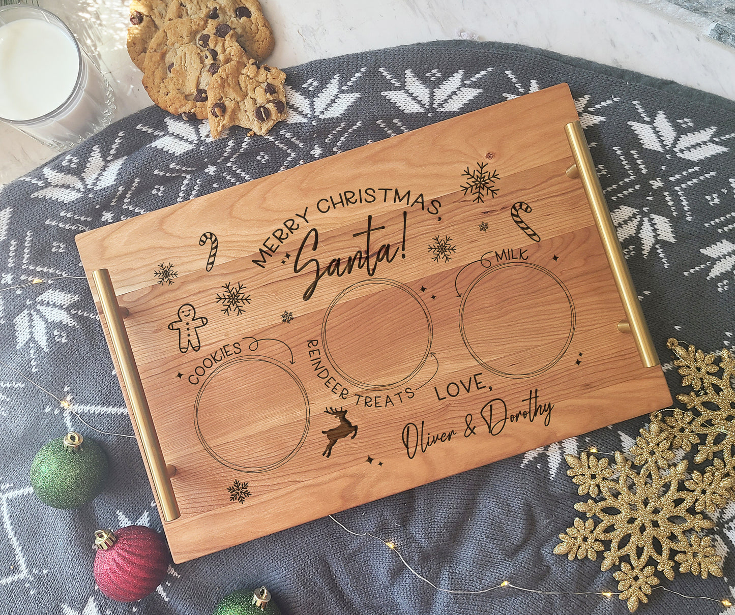 Dear Santa Tray Milk and Cookies, Personalized with Children's Names - Dragon Forged Studios