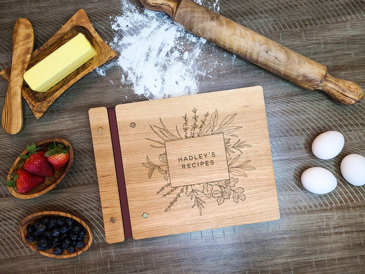 Recipe Book For Special Cook with Custom Name and Herbs Design