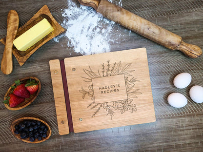 Recipe Book For Special Cook with Custom Name and Herbs Design