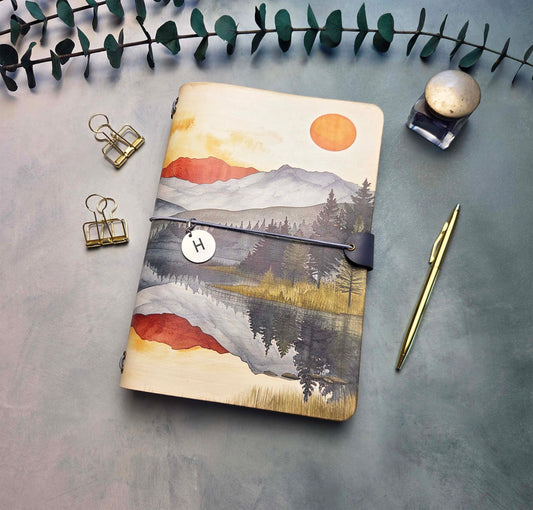 Leather Traveler's Notebook - Red Sun Mountain - A5, Standard, Pocket Field Note Sizes