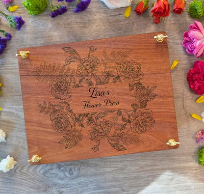 Flower Press, Custom Engraved. Personalized Wooden Botanical Press Kit. Nature Lover Present. Christmas Gift for Her. Herbarium Plant Dryer