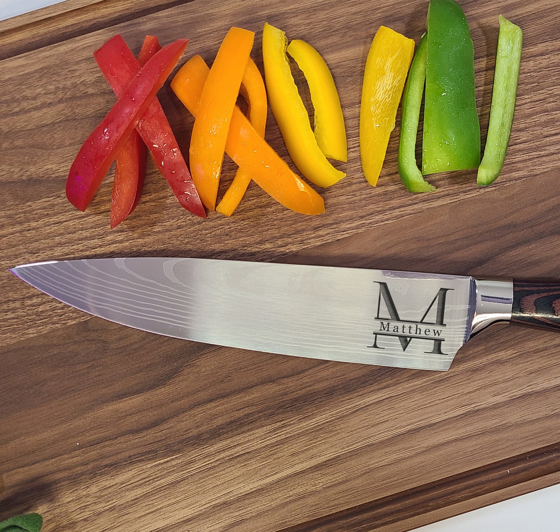 Personalized Chef Knife. Custom Engraved Stainless Steel Blade Chef Knife. Gift for Chef. Monogram. - Dragon Forged Studios