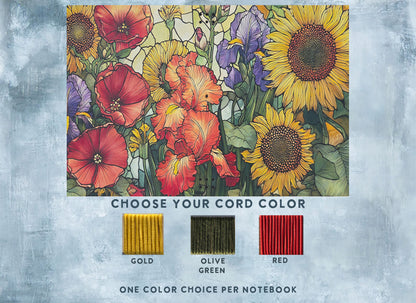 Leather Traveler's Notebook - Sunflower Fields - Floral Gift for Her - A5, Standard, Pocket