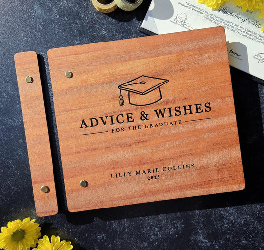 Advice & Wishes Personalized Graduation Guestbook - Class of 2025 Graduate Guest Book - Custom Keepsake for His Her Graduation - Grad Memory