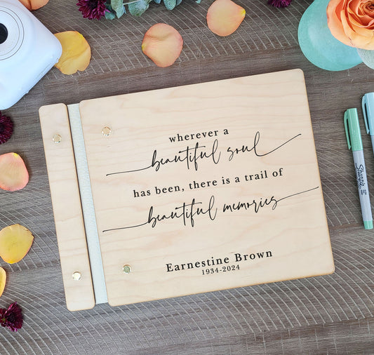 Beautiful Soul Memorial Book, Custom Funeral Guest Book