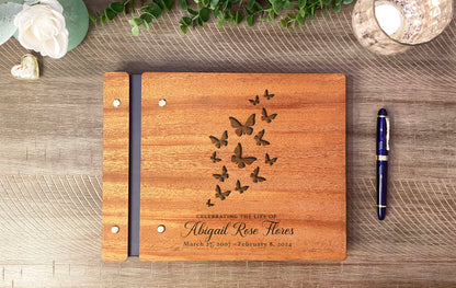 Butterfly Memorial Book, Celebration of Life Funeral Guest Book
