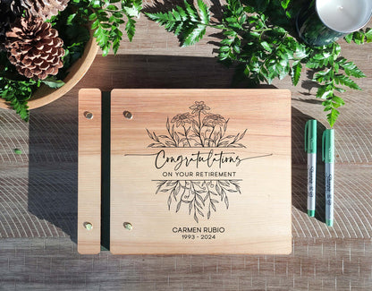 Retirement Guest Book For Her, Botanical Design GIft For Retiree