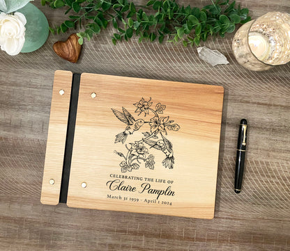 Hummingbird Memorial Book, Celebrating the Life Funeral Book
