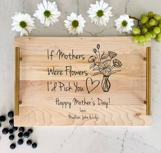 Personalized Mother's Day Breakfast Serving Tray. Birthday Gift for Mom. Mom's Day Gift. Custom Engraved Gift for Mom.