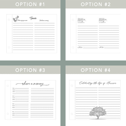 Memorial guest book paper options