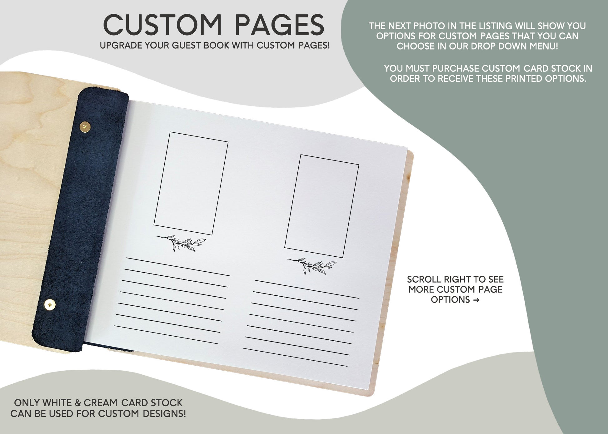 Custom modern welcome wedding book hardware binding detail wood cover personalized