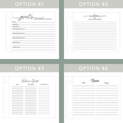 Custom desert rental home guest book paper options card stock