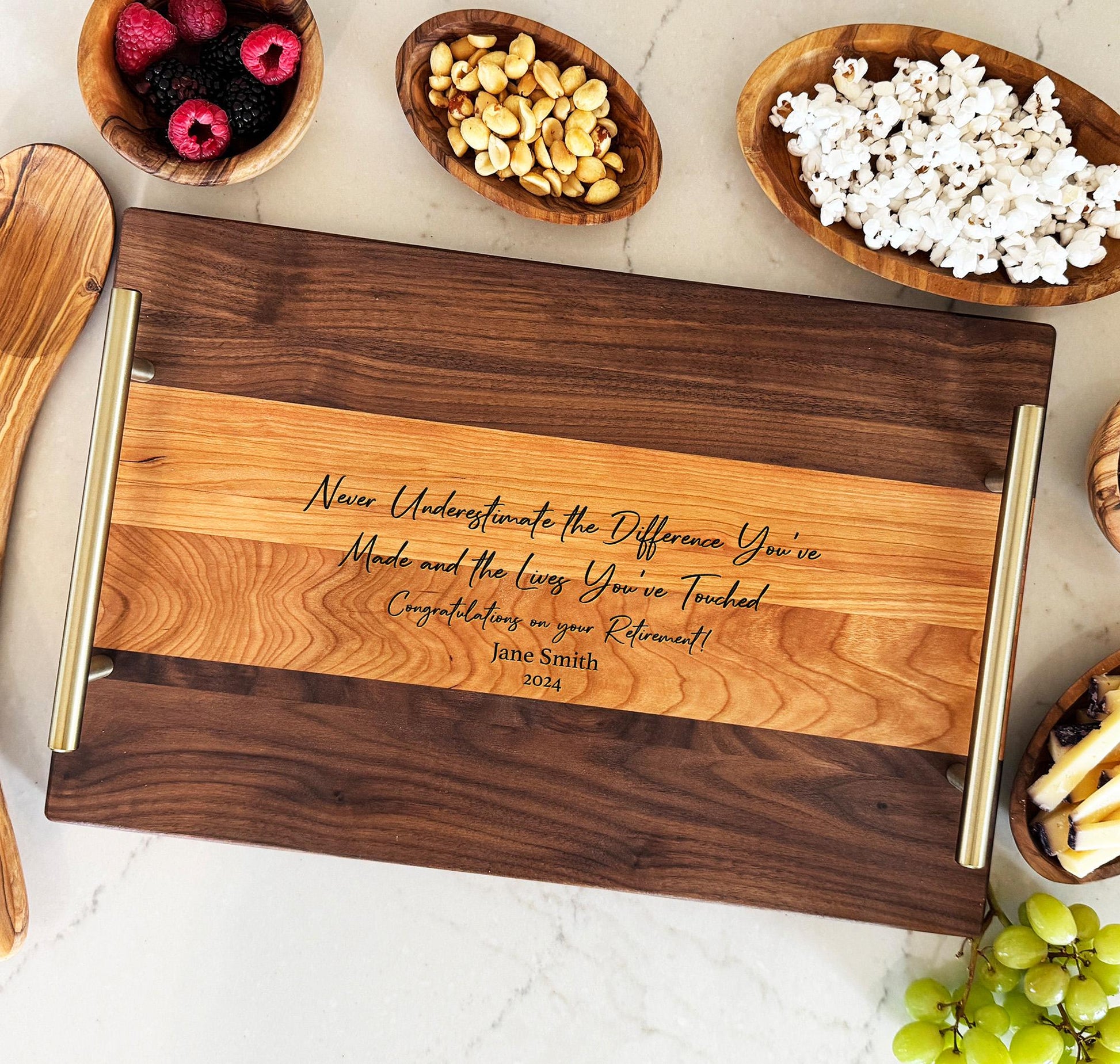 Personalized retirement keepsake serving tray
