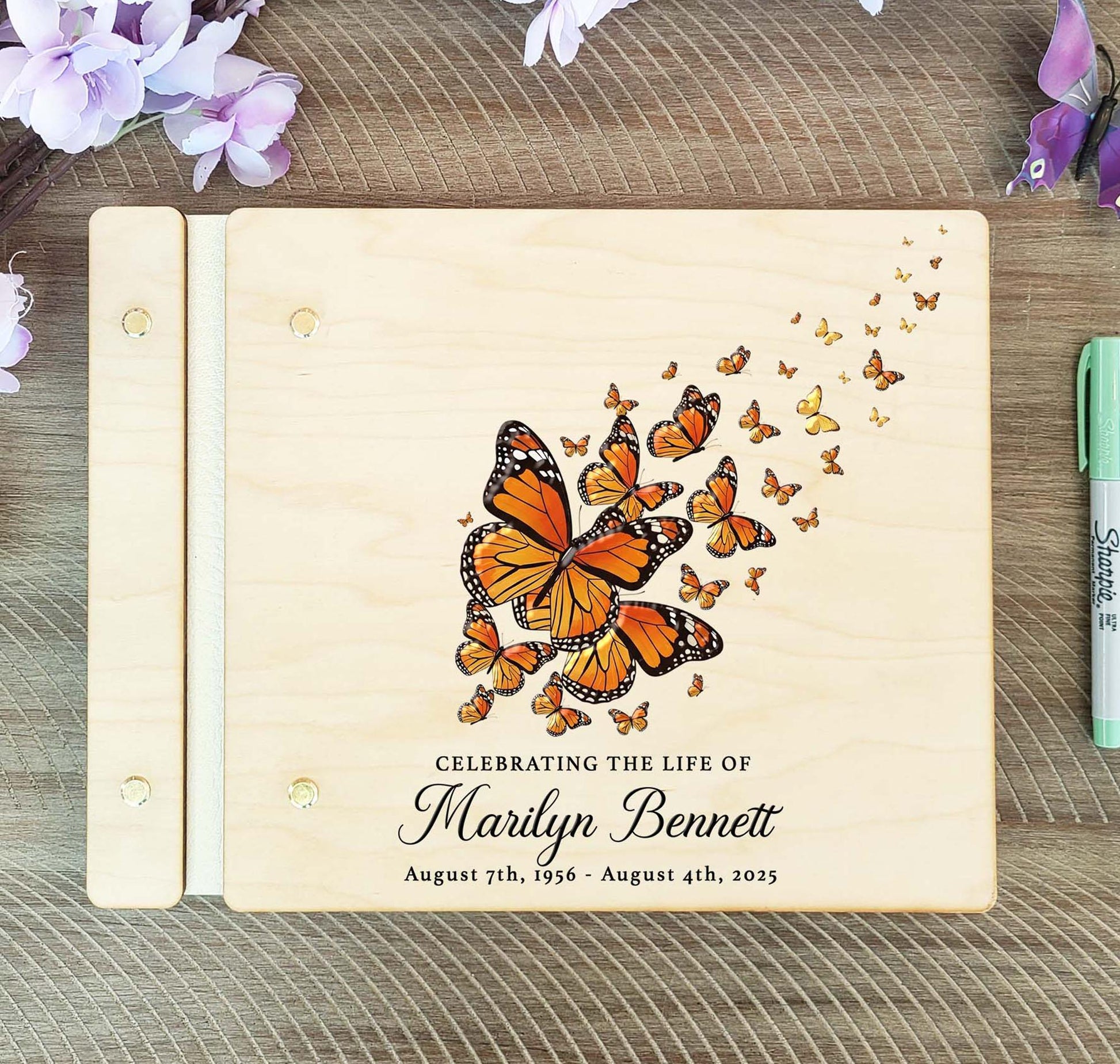 Butterfly celebration of life memorial guest book color cover