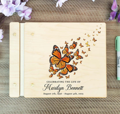 Butterfly celebration of life memorial guest book color cover