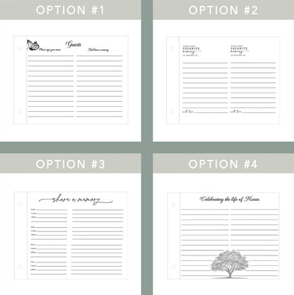 Memorial guest book size guide