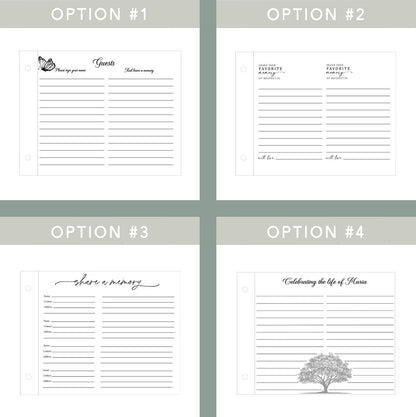 Memorial guest book size guide