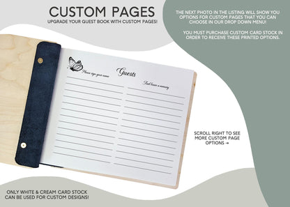 Memorial guest book wood options