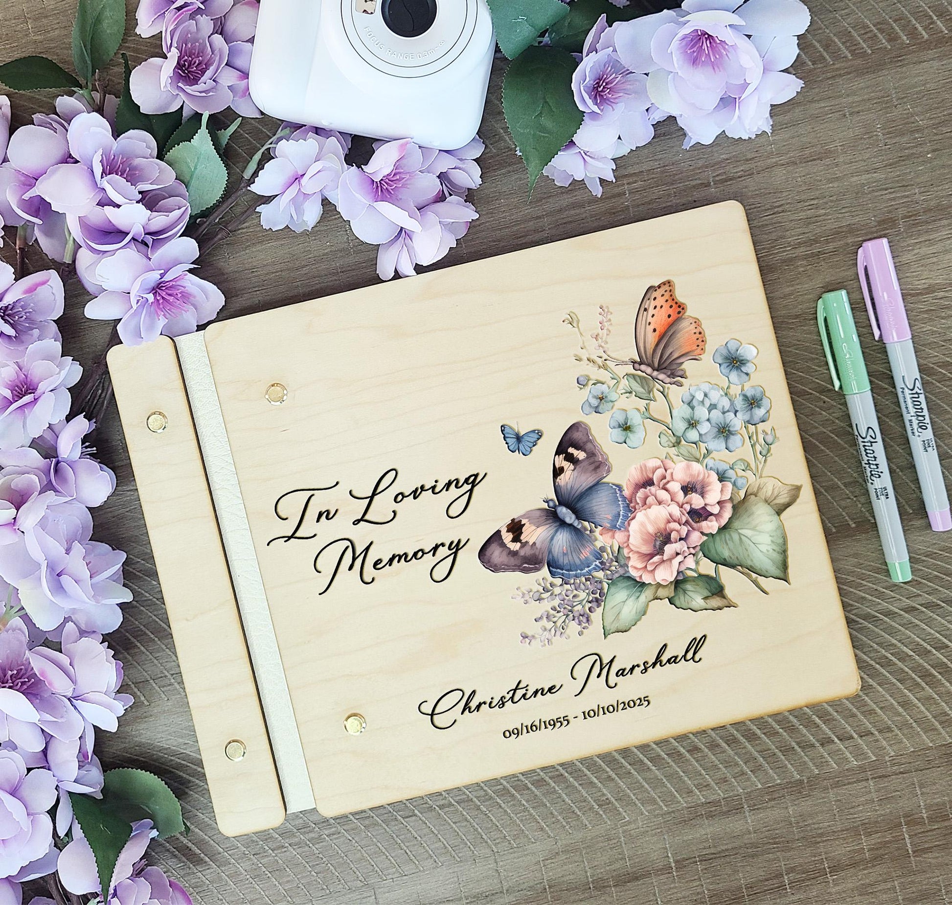 Butterfly bouquet in loving memory guest book color cover