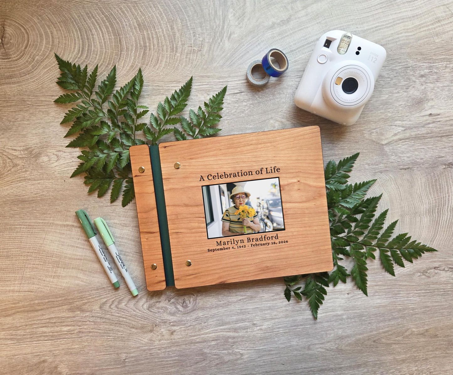 Memorial guest book open pages
