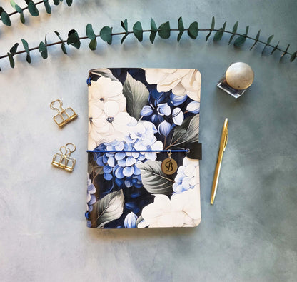 Hydrangea Delight leather traveler's notebook cover