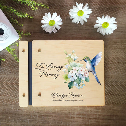 Hummingbird botanical in loving memory guest book color cover