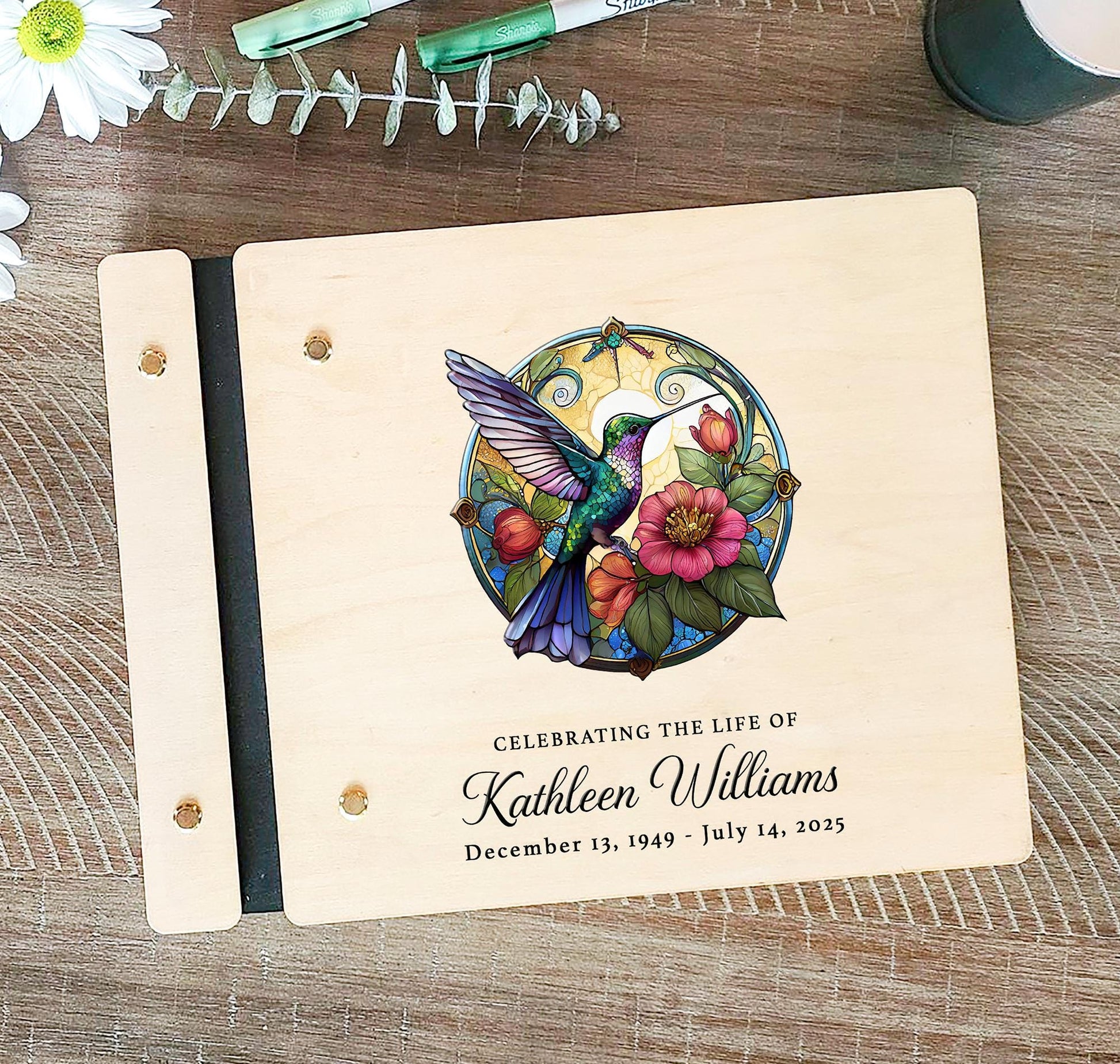 Hummingbird celebration of life memorial guest book color cover